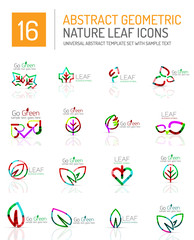 Geometric leaf icon set