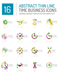 Geometric clock and time icon set