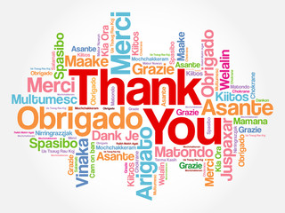 Thank You Word Cloud concept background in many languages