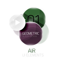 Abstract glass circles with sample text. Option info banner