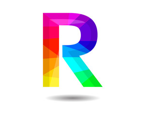 Colorful Low Poly R Logo Template