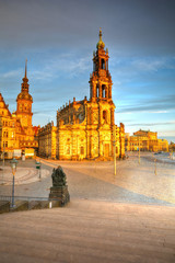 Historic architecture in the old town of Dresden, Germany. HDR image.