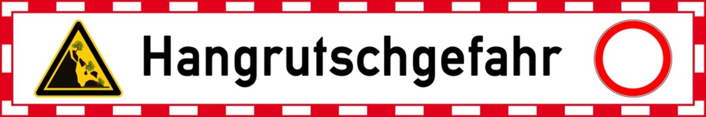snr6 Schild-Neu-Rechteckig -  Hangrutschgefahr - Felsen links - 6zu1 g4363