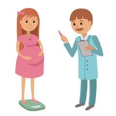 Illustration of a pregnant woman having a prenatal checkup