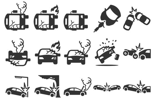 Stock Vector Illustration: Car crash icons