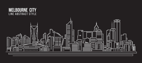 Cityscape Building Line art Vector Illustration design - Melbourne City - obrazy, fototapety, plakaty