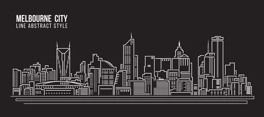 Foto op Plexiglas Cityscape Building Line art Vector Illustration design - Melbourne City © ananaline