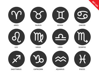 Zodiac icons on white background