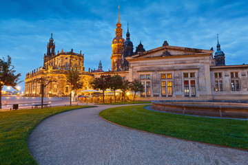 Fototapeta premium View of the royal palace and cathedral in the old town of Dresden, Germany.