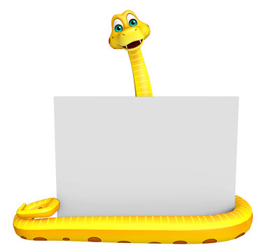 Snake cartoon character with board