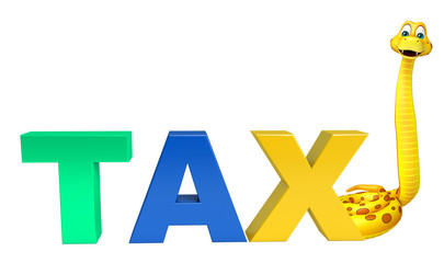 cute Snake cartoon character  with tax sign
