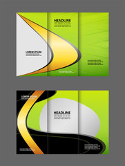 Design folding brochures with blue polygonal backgrounds. Tri-fold brochure
