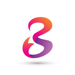 Ribbon Number Three Eight Letter B Logo