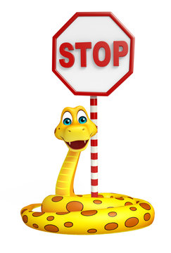 Snake cartoon character with stop