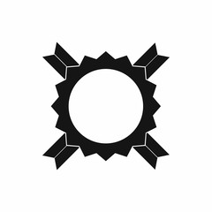 Blank award rosette with ribbon icon, simple style