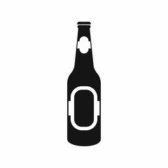 Black bottle of beer icon, simple style