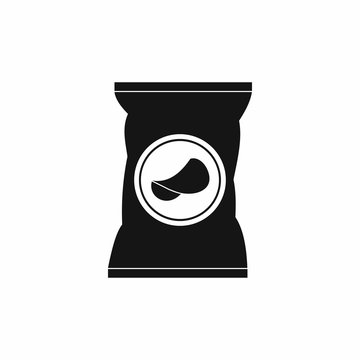 Potato chips bag icon, simple style
