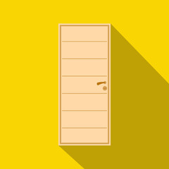 Wooden door icon, flat style
