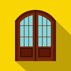 Double door icon, flat style