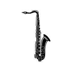 Saxophone icon, black simple style