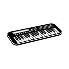Music synthesizer icon, black simple style