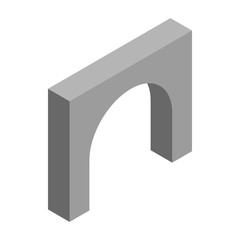 Gray arch icon, isometric 3d style