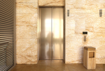 Modern elevator in a commercial building