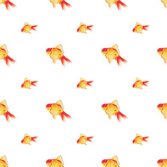 Colored pencil drawing of goldfish, seamless pattern