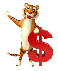 cute Tiger cartoon character with dollar sign