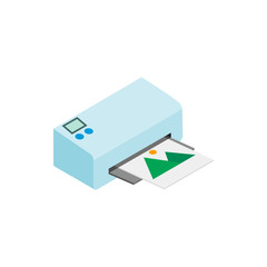 Printer icon in isometric 3d style