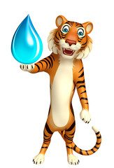 Fototapeta na wymiar cuteTiger cartoon character with water drop