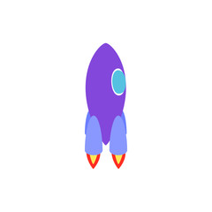 Purple rocket icon, isometric 3d style