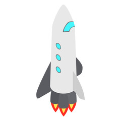 Grey rocket with three portholes icon