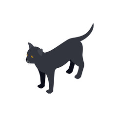 Black cat icon, isometric 3d style