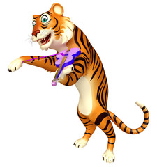 Fototapeta na wymiar cute Tiger cartoon character with violin