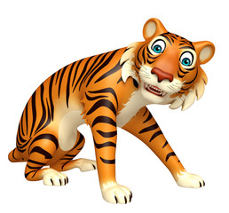 Fototapeta na wymiar funsitting Tiger cartoon character