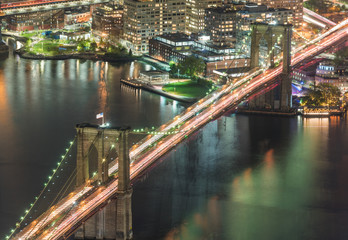 Fototapeta premium Manhattan, Brooklyn Bridge widok z lotu ptaka