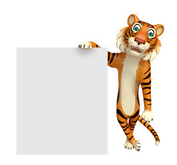 fun Tiger cartoon character with board