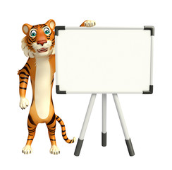 Tiger cartoon character with display board