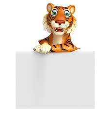 fun Tiger cartoon character with board