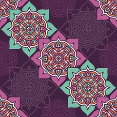 Fototapeta premium Ethnic floral seamless pattern