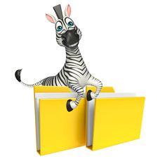 cute Zebra cartoon character with folder