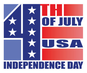 4th of July-Independence Day Design is an illustration of a USA Fourth of July design with stars, stripes and text in red, white and blue. Great for 4th of July flyers, invitations or t-shirts.