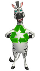 Obraz na płótnie Canvas Zebra cartoon character with recycle