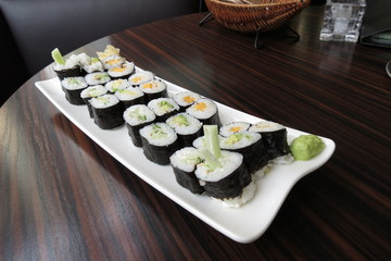 Kappa, avocado and oshinko vegan maki