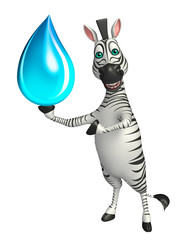Fototapeta na wymiar Zebra cartoon character with water drop