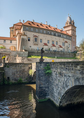 Gothic castle Brandys nad Labem chateau with bridge