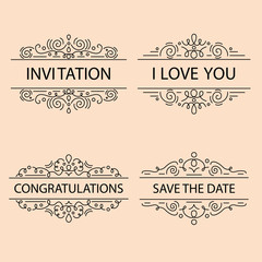 Cute vector frames in mono line trendy style