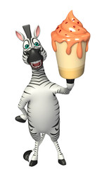 cute Zebra cartoon character with ice-cream