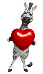 Fototapeta na wymiar cute Zebra cartoon character with heart sign
